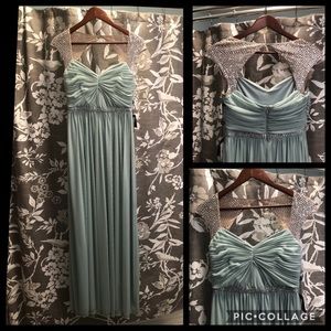 Adrianna Papell Seafoam Green Long Formal Dress